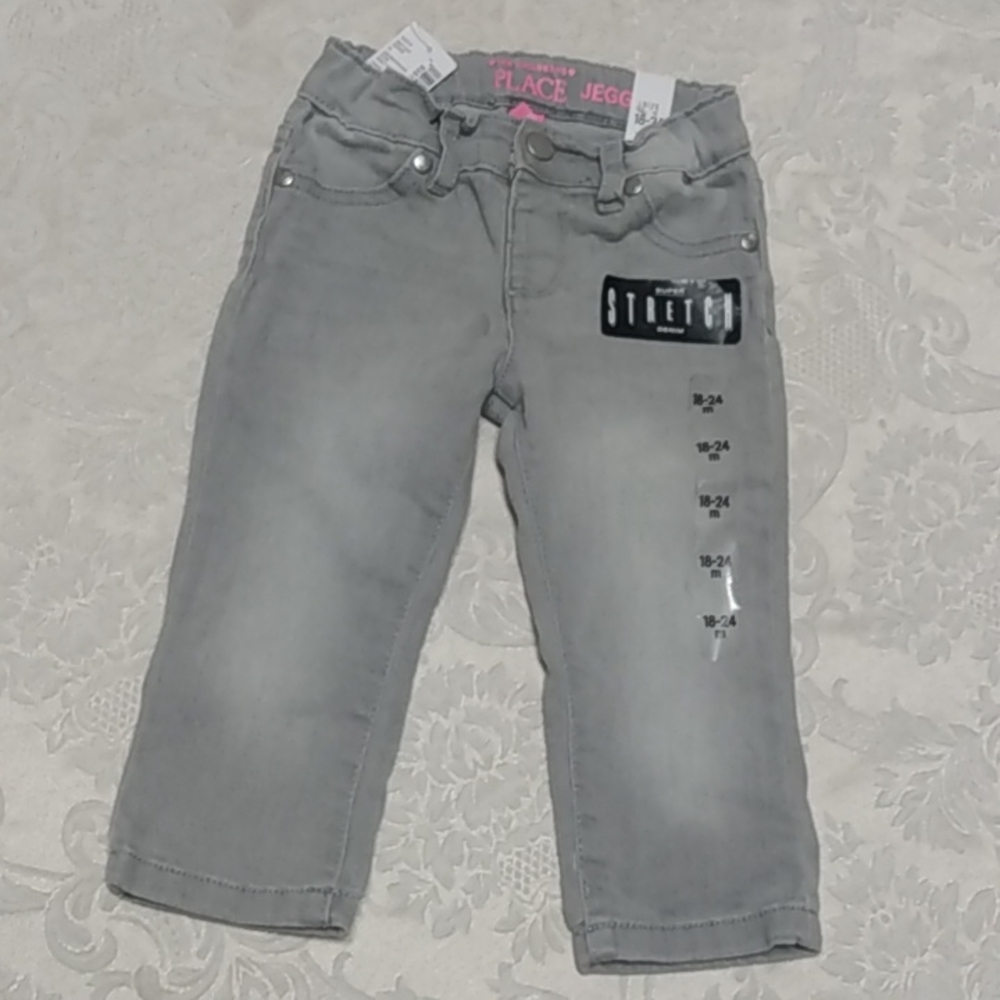 NWT Children's Place Gray Stretch Denim Jeans size 18-24m